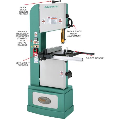 Grizzly 13-1/2" 1-1/4 HP Vertical Wood/Metal Bandsaw